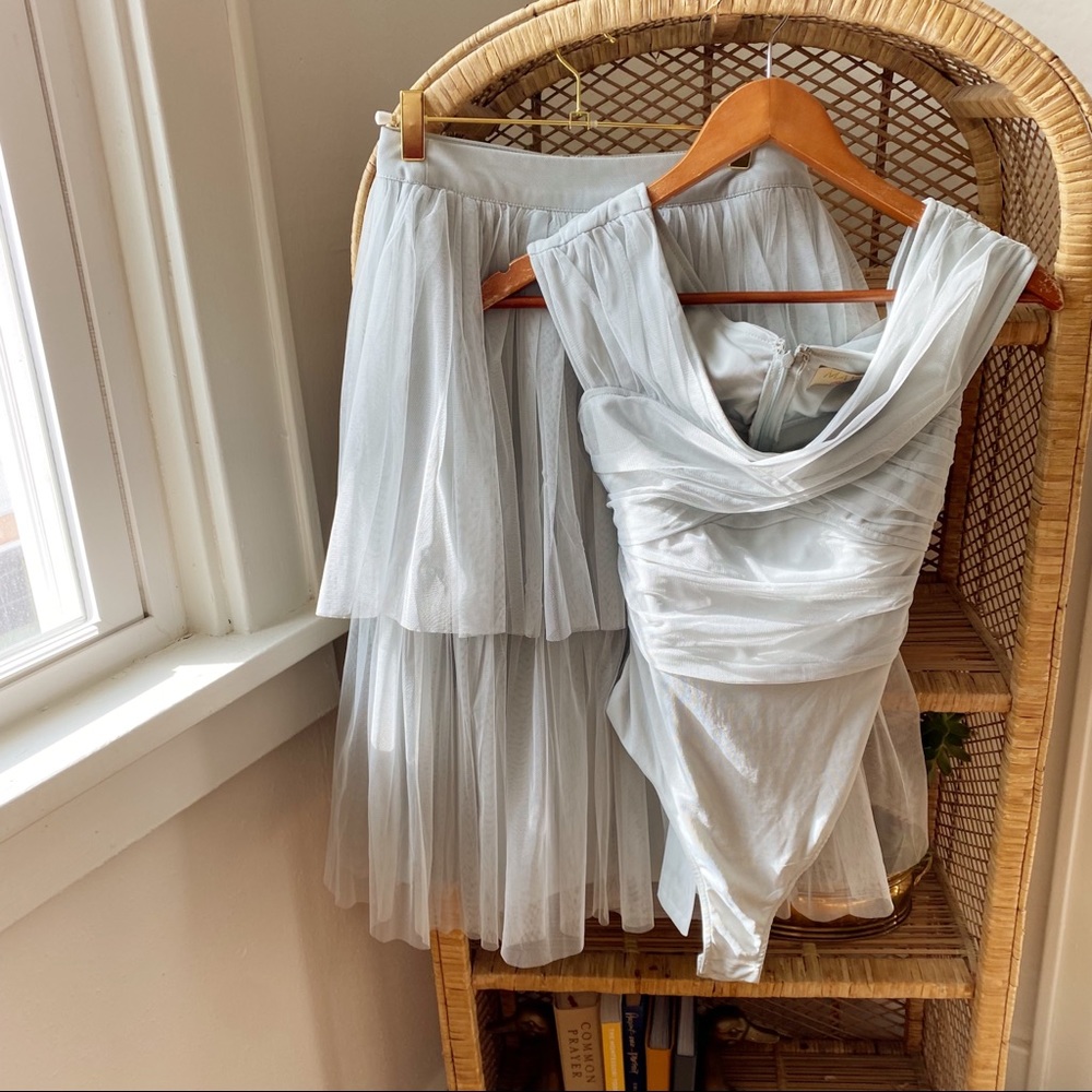 Maya Tulle Bridesmaid Set - Baby blue ruffle two piece - Picture 2 of 16